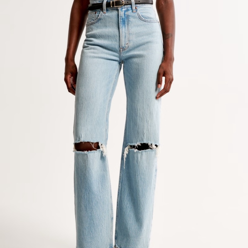 Abercrombie & Fitch Light Blue Distressed Flare Jeans